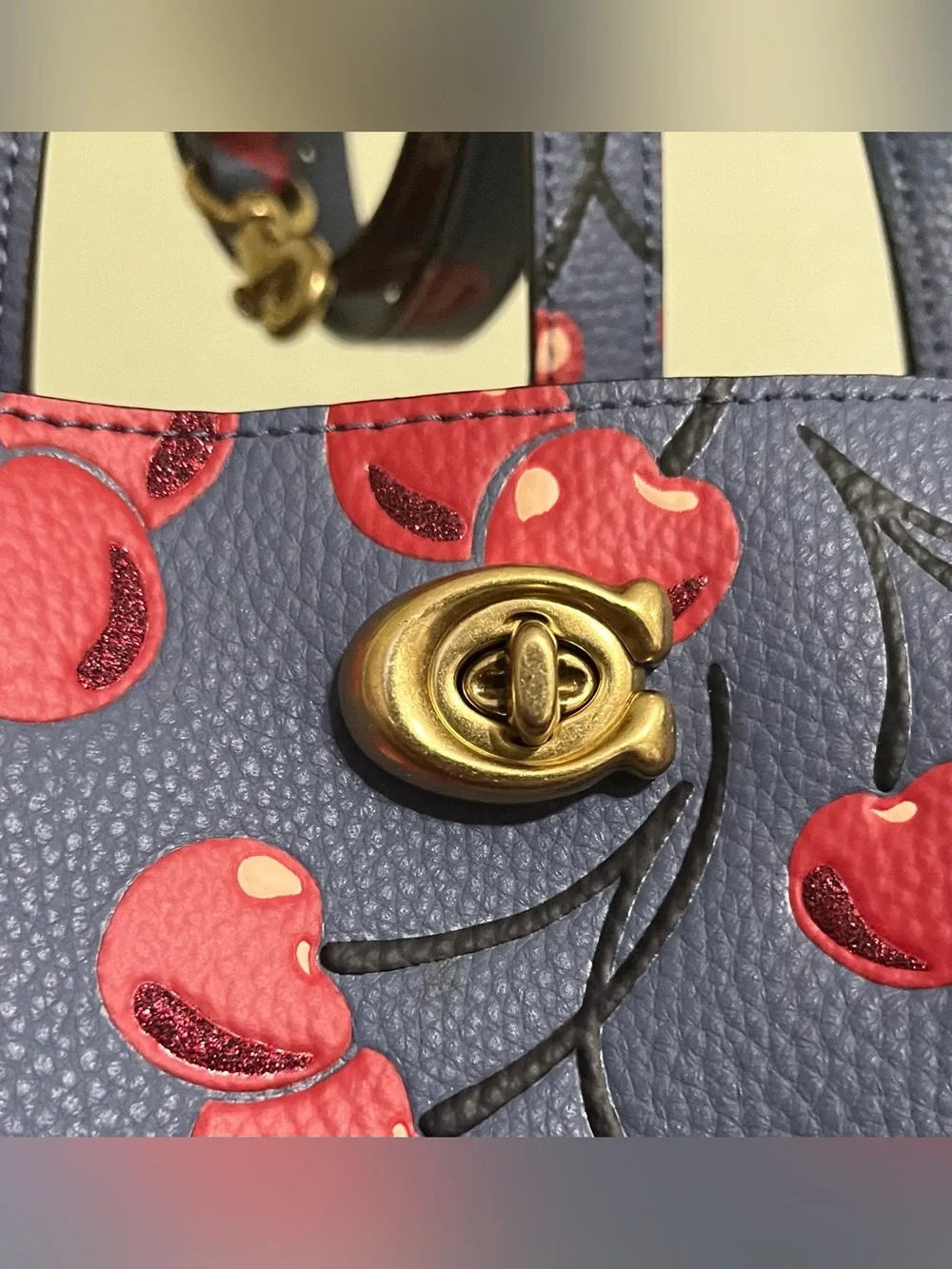 Coach Willow 24 in Blue with Cherry Print!